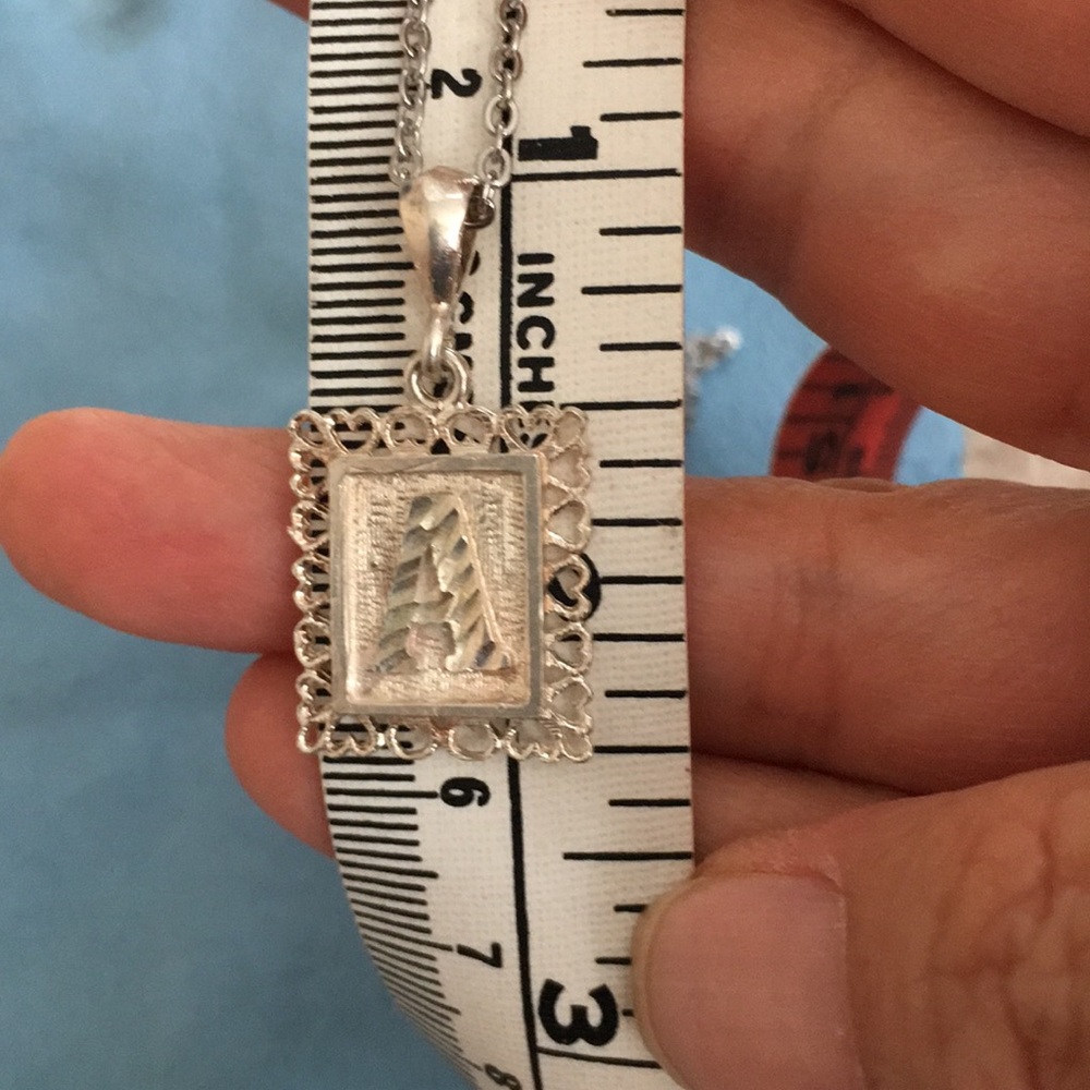 Initial A Solid Sterling Silver Pendant & Silver … - image 5